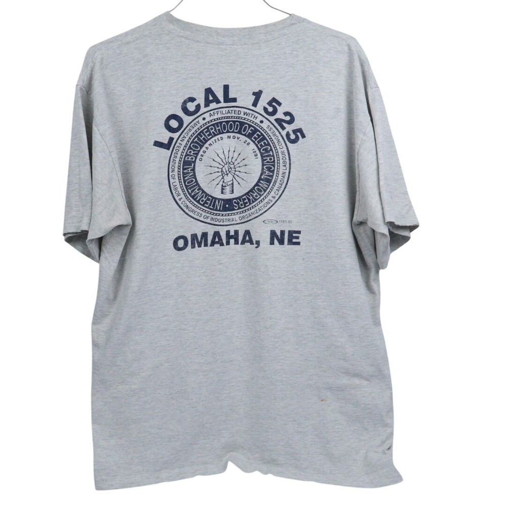 VTG 90s Union Pocket T-Shirt IBEW Local 1525 Omaha NE Electrical Workers S.S. XL